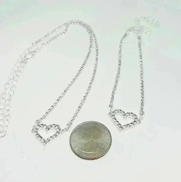 NWOT Gorgeous Shiny Heart Shaped Rhinestone Necklace, Earrings and Brace… - Picture 4 of 6